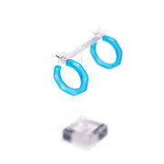 Aqua Blue Frosted Octagon Kay Hoop Earrings