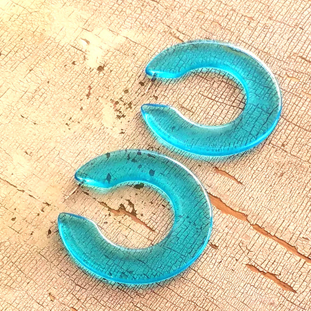Aqua Blue Large Twiggy Retro Mod Hoop Earrings