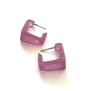 Amethyst Frosted Square Bermuda Hoop Earrings