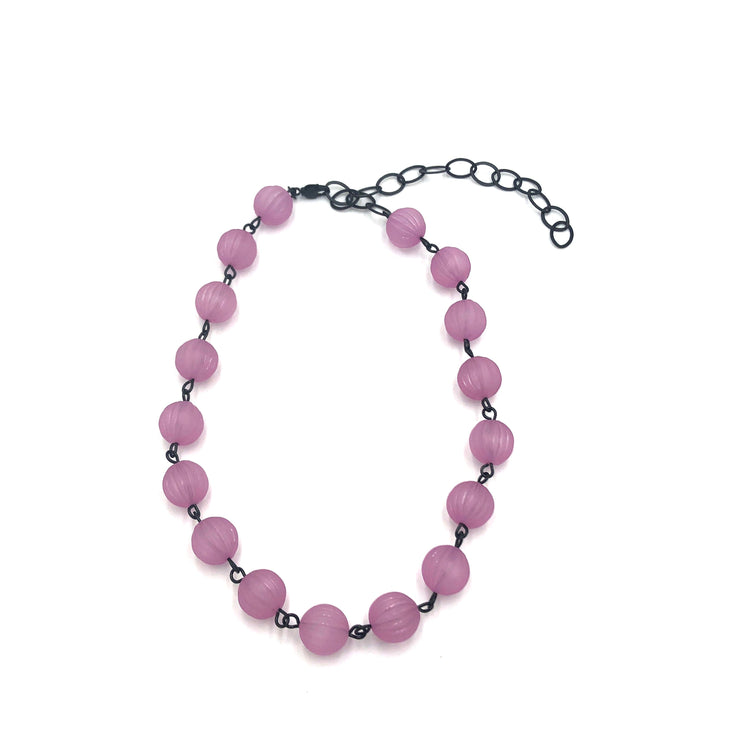 Amethyst Frosted Scalloped Amelia Necklace