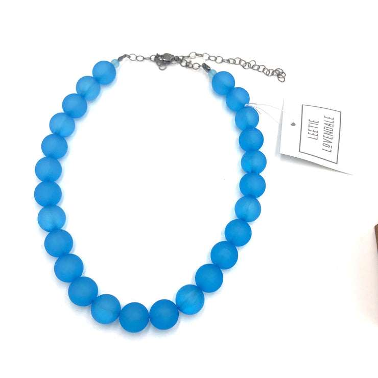 Aqua Blue Frosted Marco Necklace