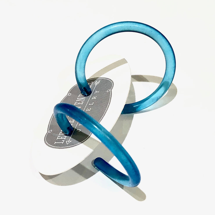 Aqua Blue Jelly Hoop Earrings - 1.5"