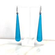 Aqua Blue Long Teardrop lucite statement earrings