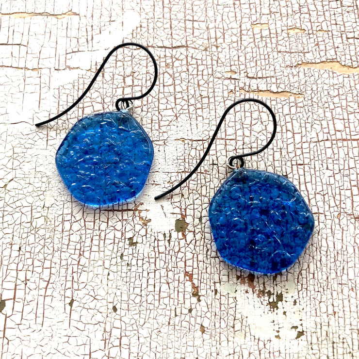 Aqua Blue Ice Chip Drop Earrings