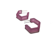Amethyst Frosted Honeycomb Hex Hoop Earrings