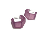 Amethyst Frosted Hexagon Geo Hoop Earrings