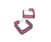Amethyst Frosted Square Hoop Earrings