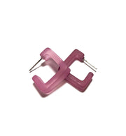 Amethyst Frosted Small Square Hoop Earrings